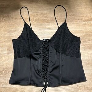 Zara Black Lace-Up Camisole